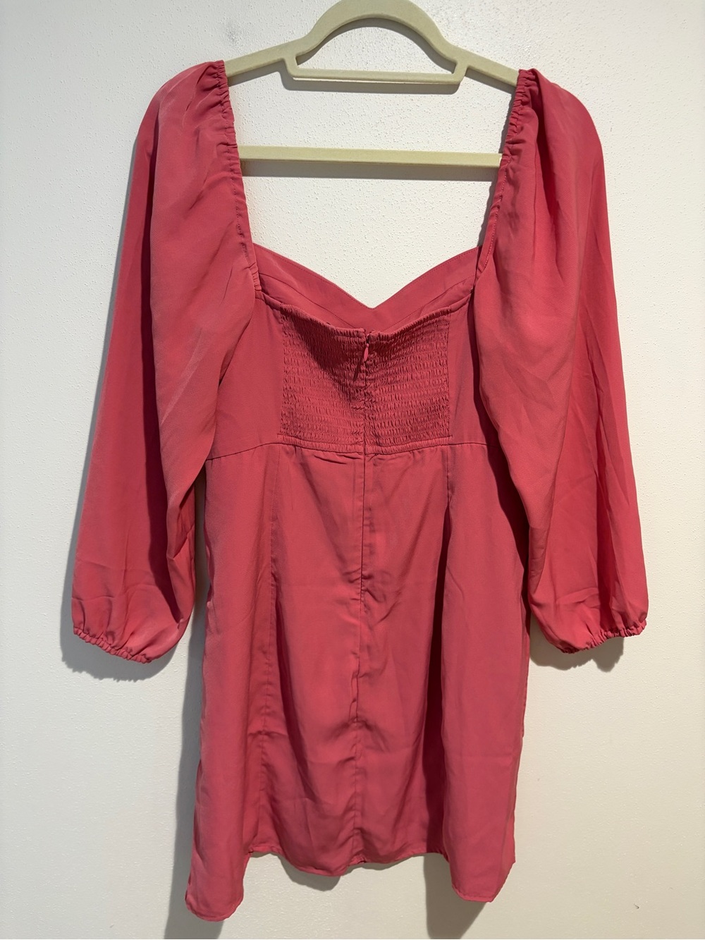 Abercrombie & Fitch Long Sleeve Sweetheart Neck Mini Dress Coral Pink Size Large - Picture 10 of 10